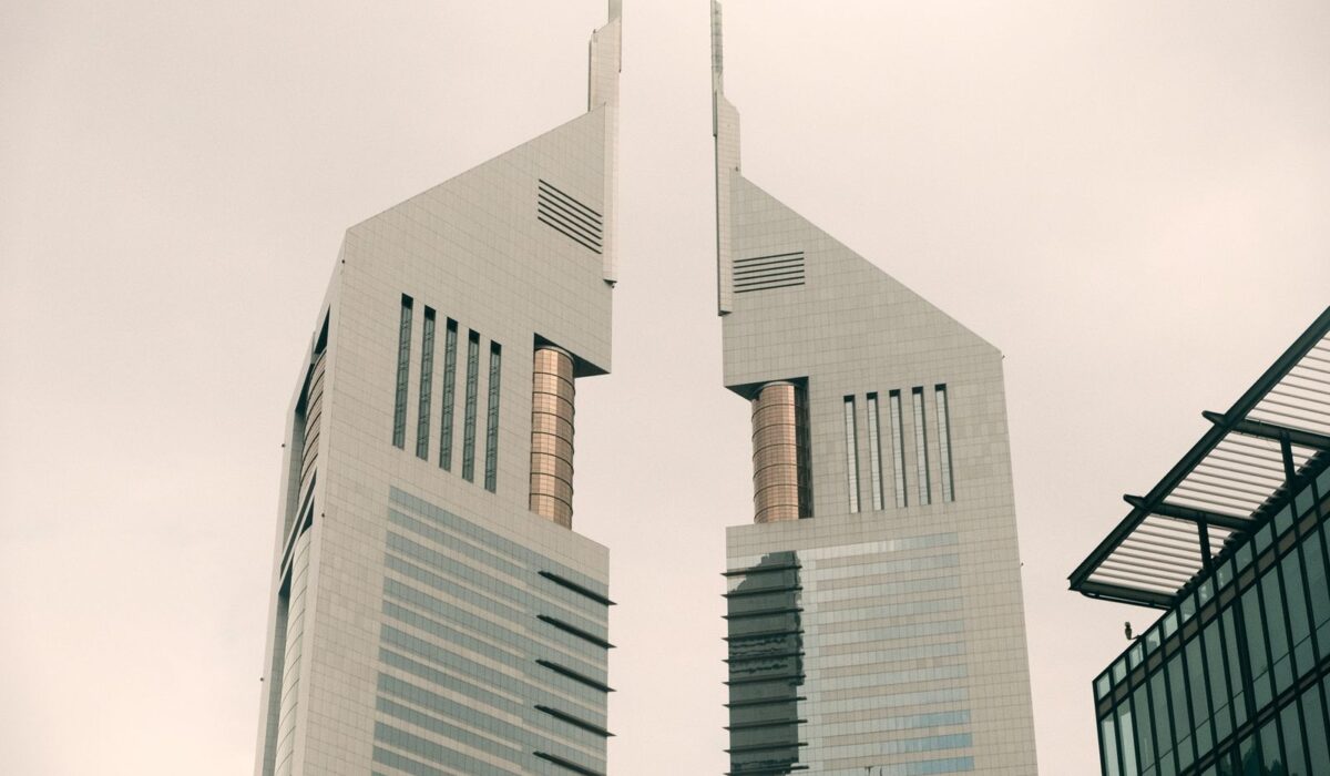 Commercial real estate leasing law in Dubai Emirates Towers office architecture