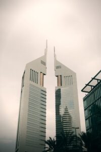 Commercial real estate leasing law in Dubai Emirates Towers office architecture